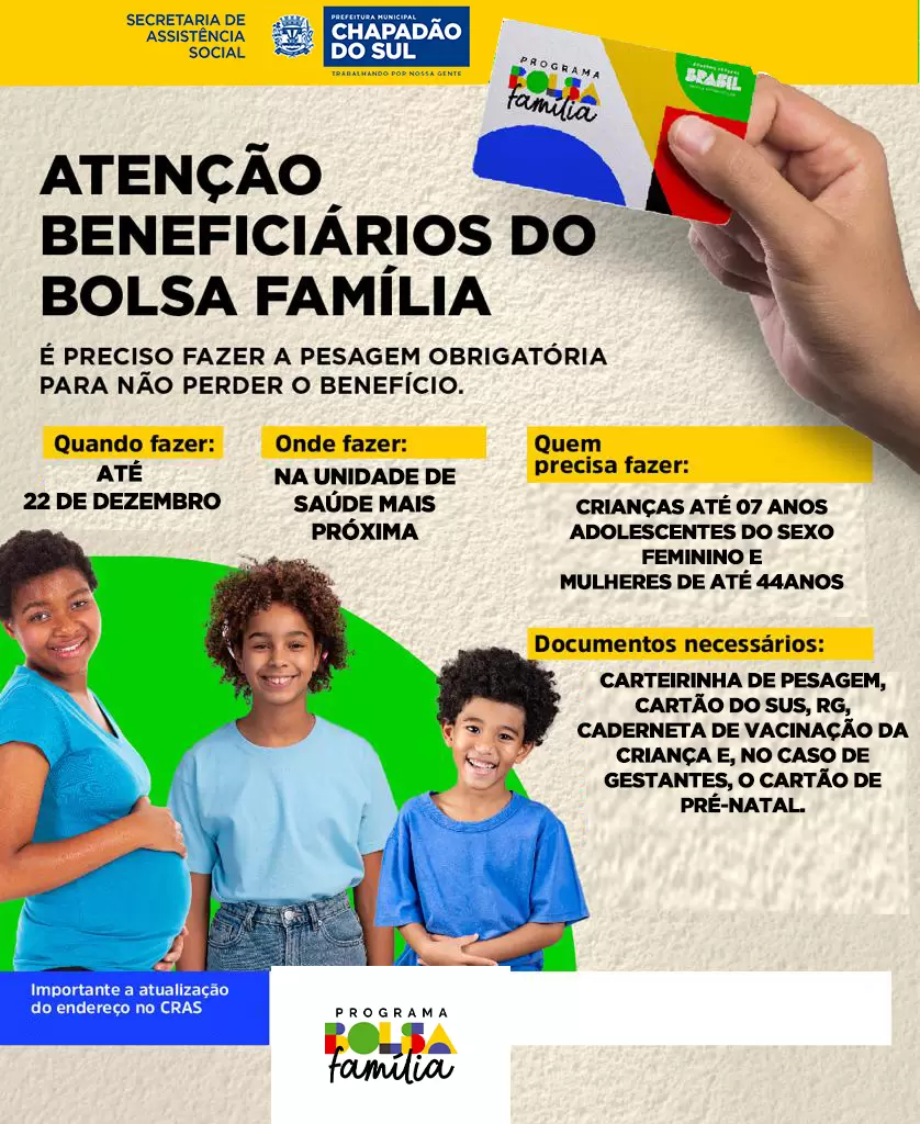 AtenÇÃo Beneficiários Do Bolsa Família Pesagem E Cuidados De Saúde São Obrigatórios Para A 2635